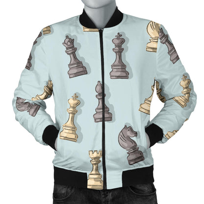 Chess Pattern Print Design 02 Men Bomber Jacket