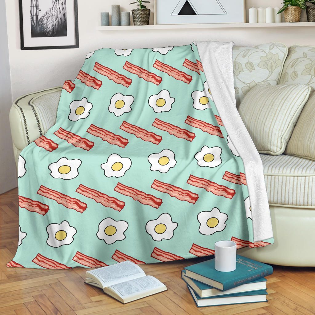 Bacon Sausage Pattern Print Design 01 Premium Blanket