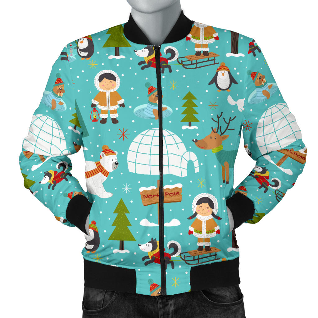Eskimo Pattern Print Design 01 Men Bomber Jacket