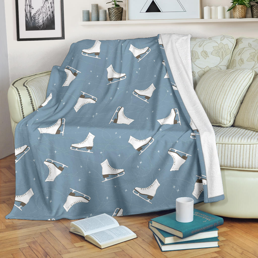 Ice Skate Pattern Print Design 02 Premium Blanket