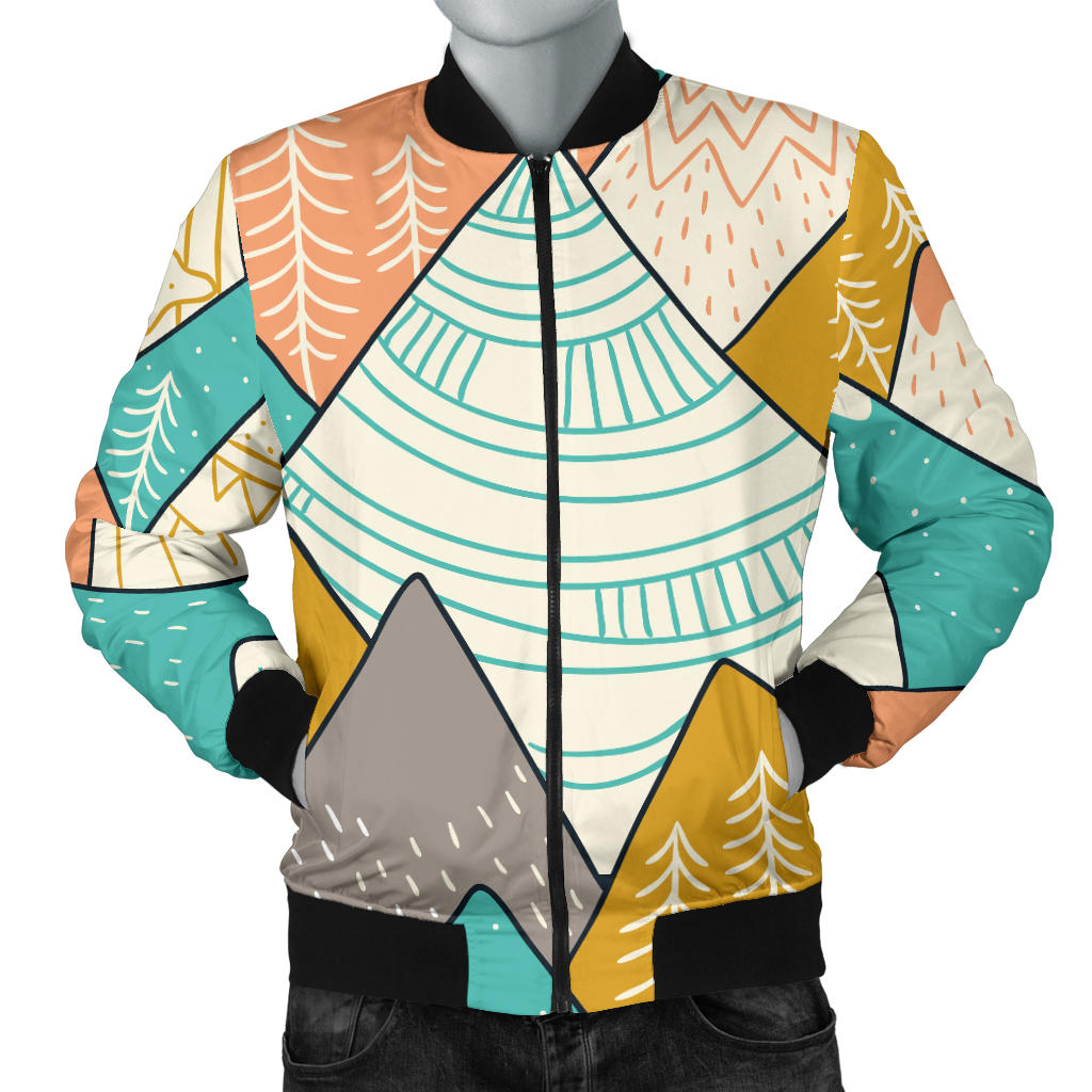 Mountain Pattern Print Design 02 Men Bomber Jacket