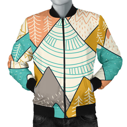Mountain Pattern Print Design 02 Men Bomber Jacket