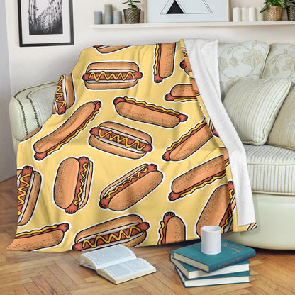 Hot Dog Pattern Print Design 01 Premium Blanket