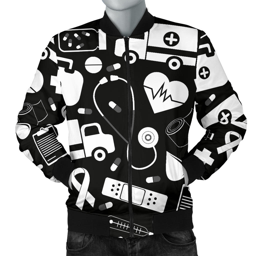 Medical Pattern Print Design 01 Men Bomber Jacket