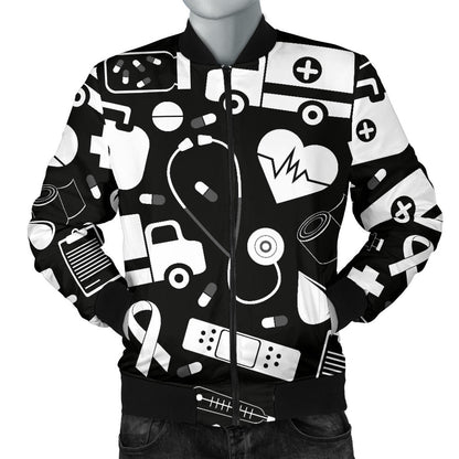 Medical Pattern Print Design 01 Men Bomber Jacket