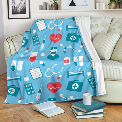 Nurse Pattern Print Design A03 Premium Blanket