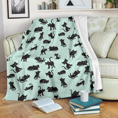 Black Cat Pattern Print Design 04 Premium Blanket