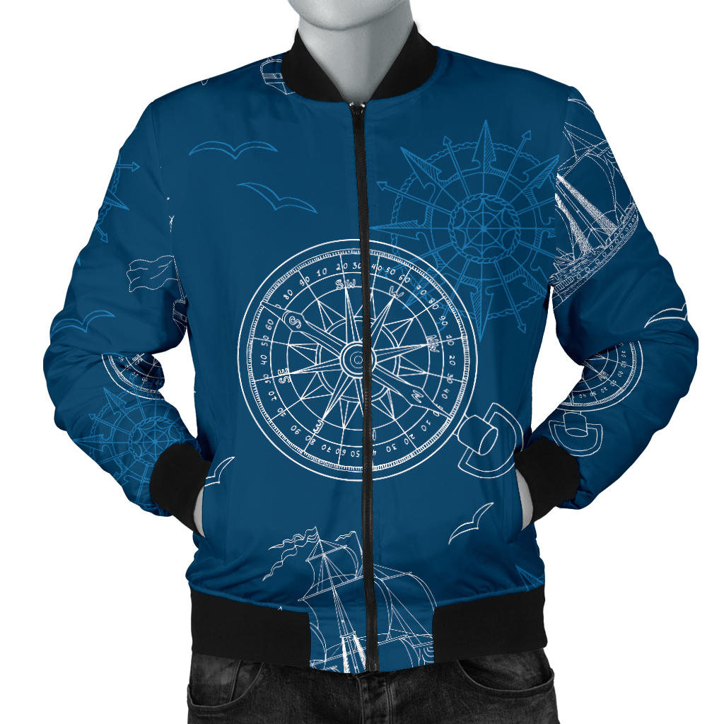 Nautical Pattern Print Design A04 Men Bomber Jacket