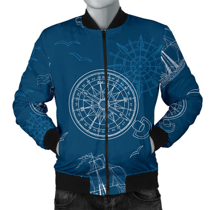 Nautical Pattern Print Design A04 Men Bomber Jacket