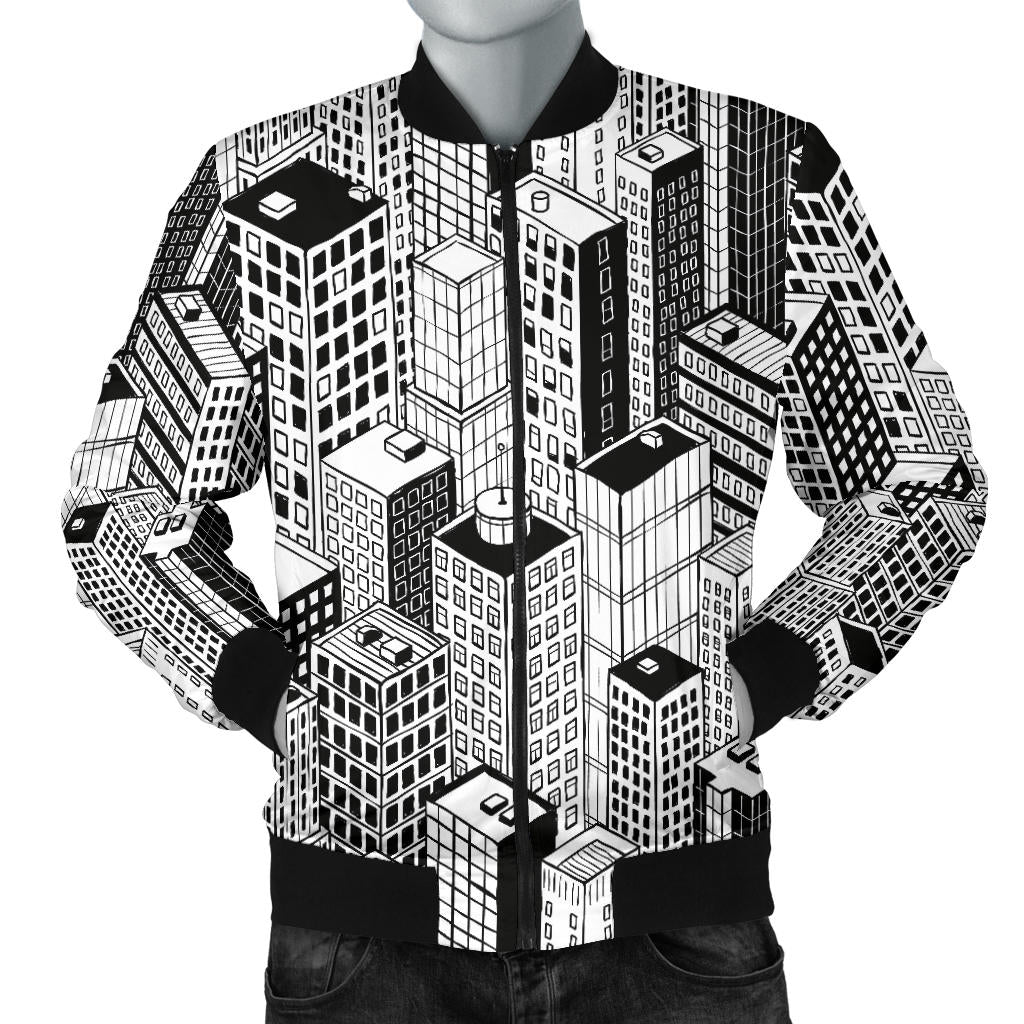 City Pattern Print Design 02 Men Bomber Jacket