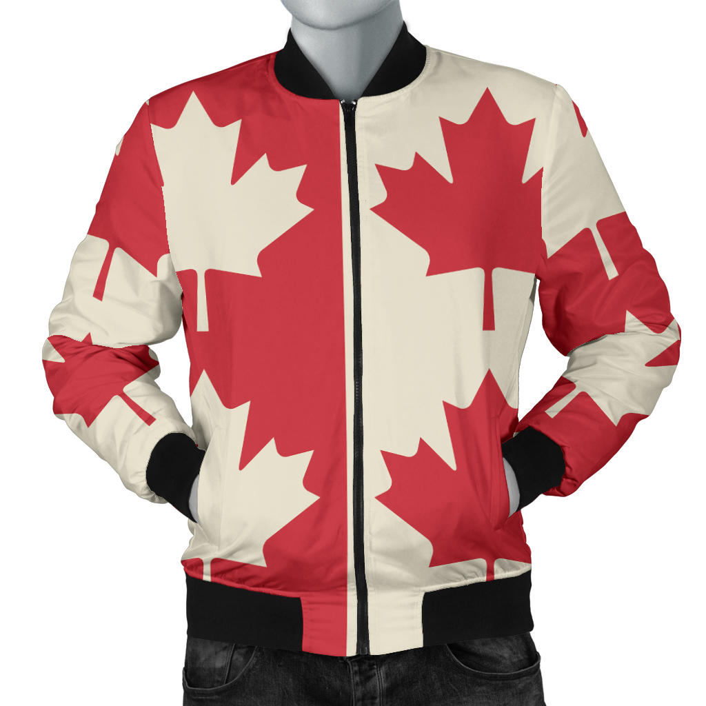 Maple Leaf Pattern Print Design 02 Men Bomber Jacket