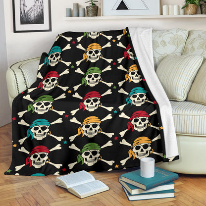 Pirate Pattern Print Design A01 Premium Blanket