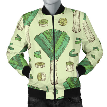 Leek Pattern Print Design 04 Men Bomber Jacket