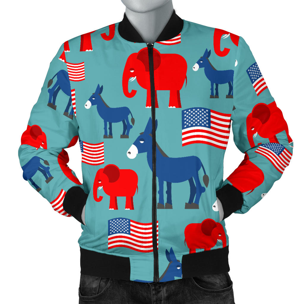 Donkey Red Elephant Pattern Print Design 03 Men Bomber Jacket
