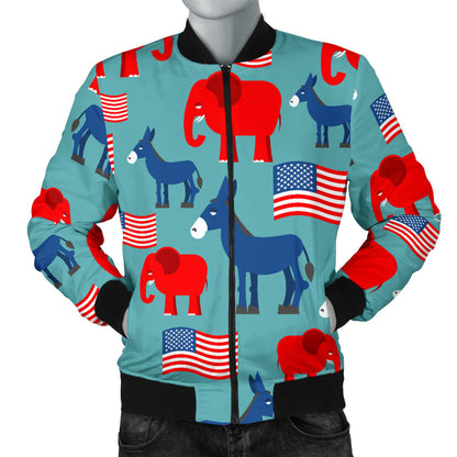 Donkey Red Elephant Pattern Print Design 03 Men Bomber Jacket