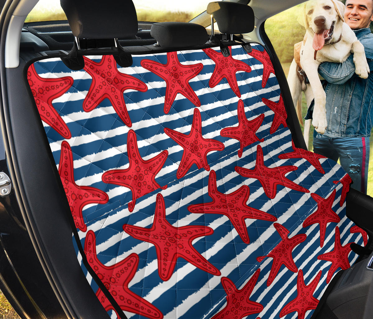 Starfish Red Pattern Print Design 02 Rear Dog Car Seat Cover Hammock