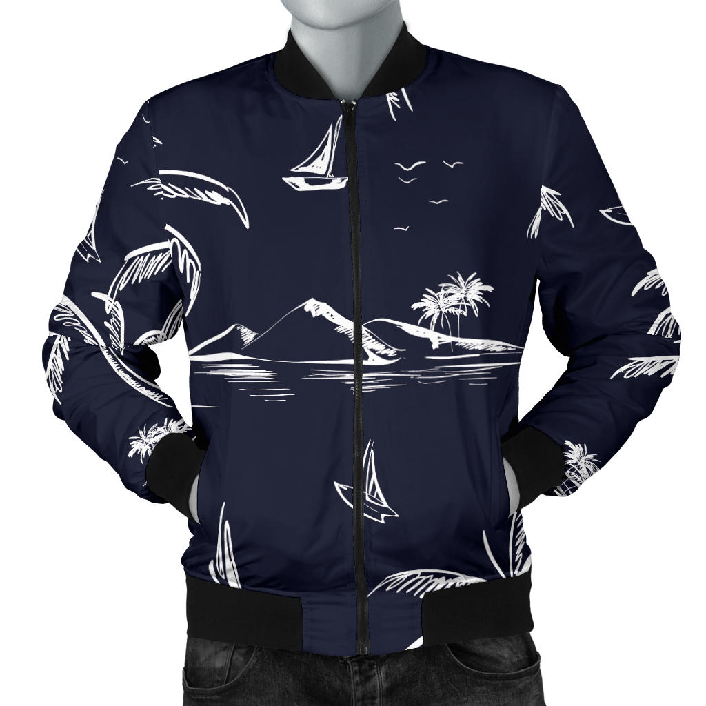 Pacific island Pattern Print Design A02 Men Bomber Jacket