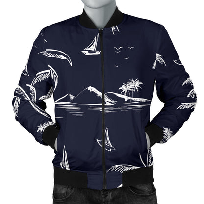 Pacific island Pattern Print Design A02 Men Bomber Jacket
