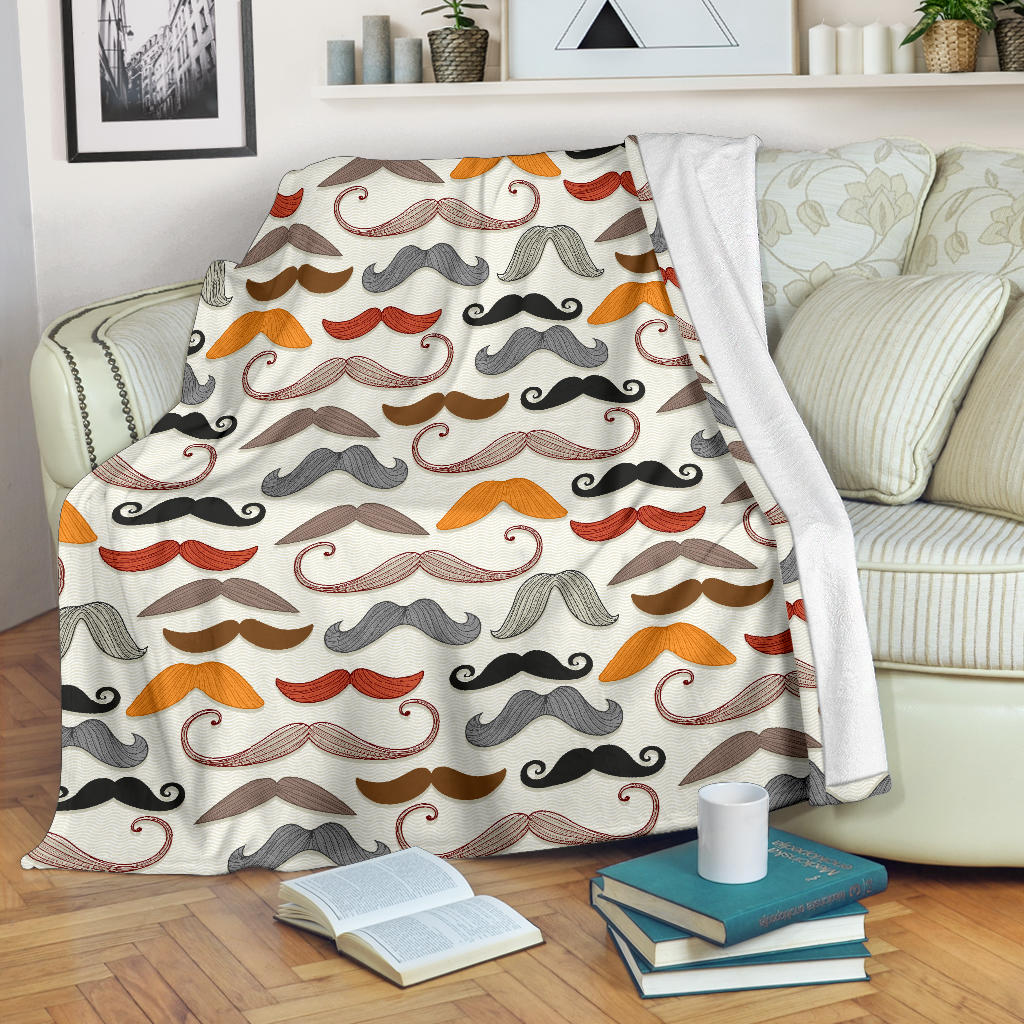 Mustache Pattern Print Design A02 Premium Blanket