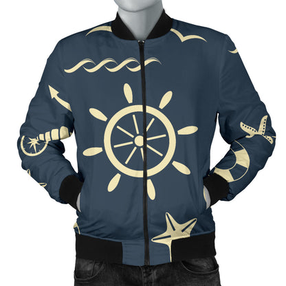 Nautical Pattern Print Design A01 Men Bomber Jacket
