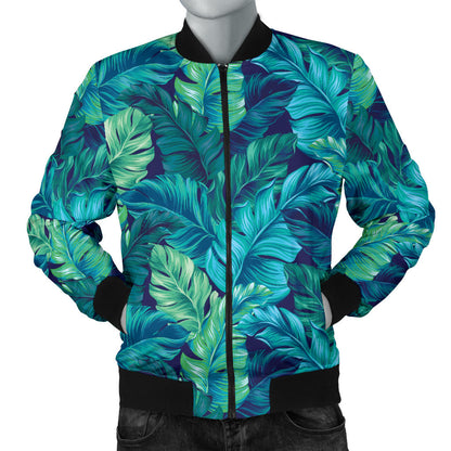 Banana Leaf Pattern Print Design 06 Men Bomber Jacket