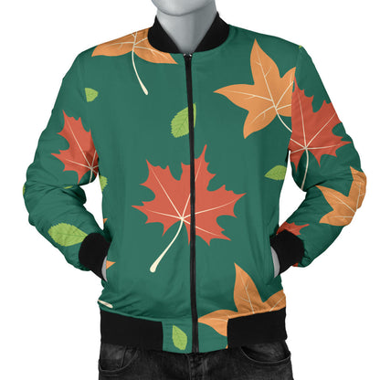 Maple Leaf Pattern Print Design 04 Men Bomber Jacket