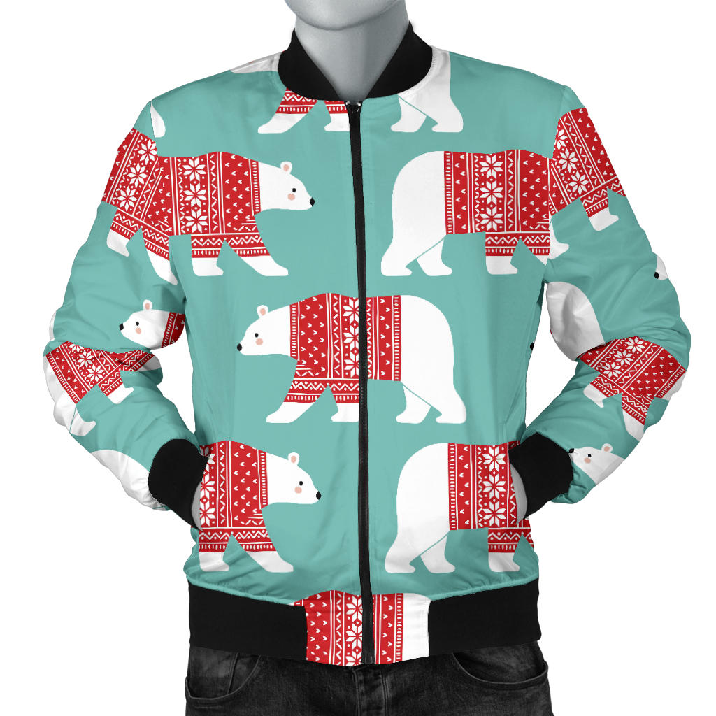 Polar Bear Pattern Print Design A04 Men Bomber Jacket
