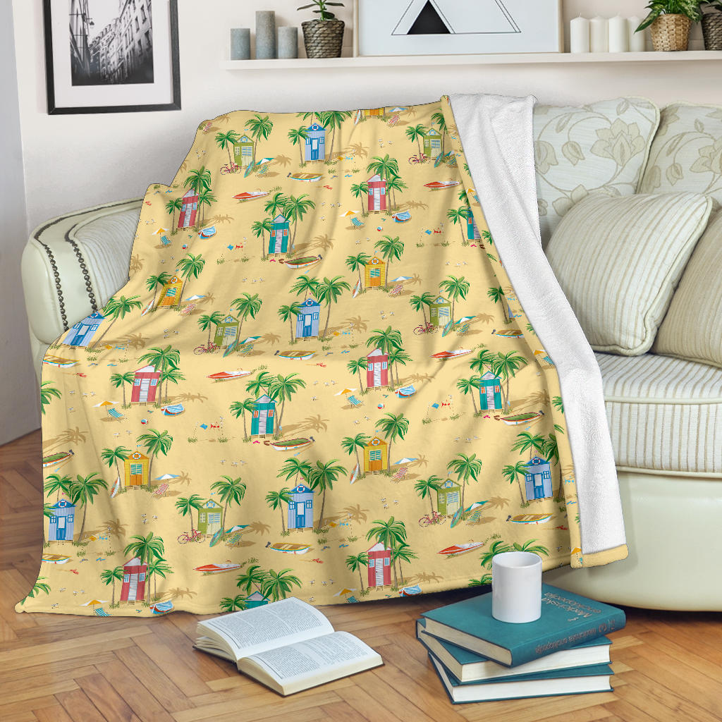 Beach Themed Pattern Print Design 01 Premium Blanket