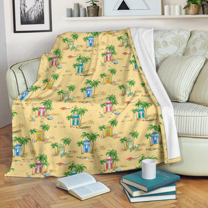 Beach Themed Pattern Print Design 01 Premium Blanket