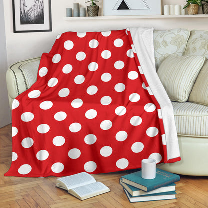 Polka Dot Red Pattern Print Design 04 Premium Blanket