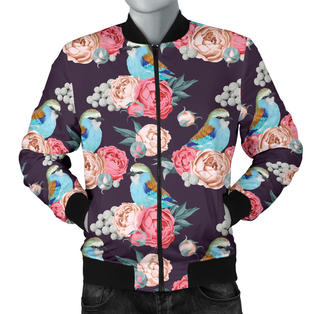 Bluebird Pattern Print Design 02 Men Bomber Jacket