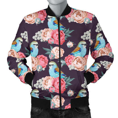 Bluebird Pattern Print Design 02 Men Bomber Jacket