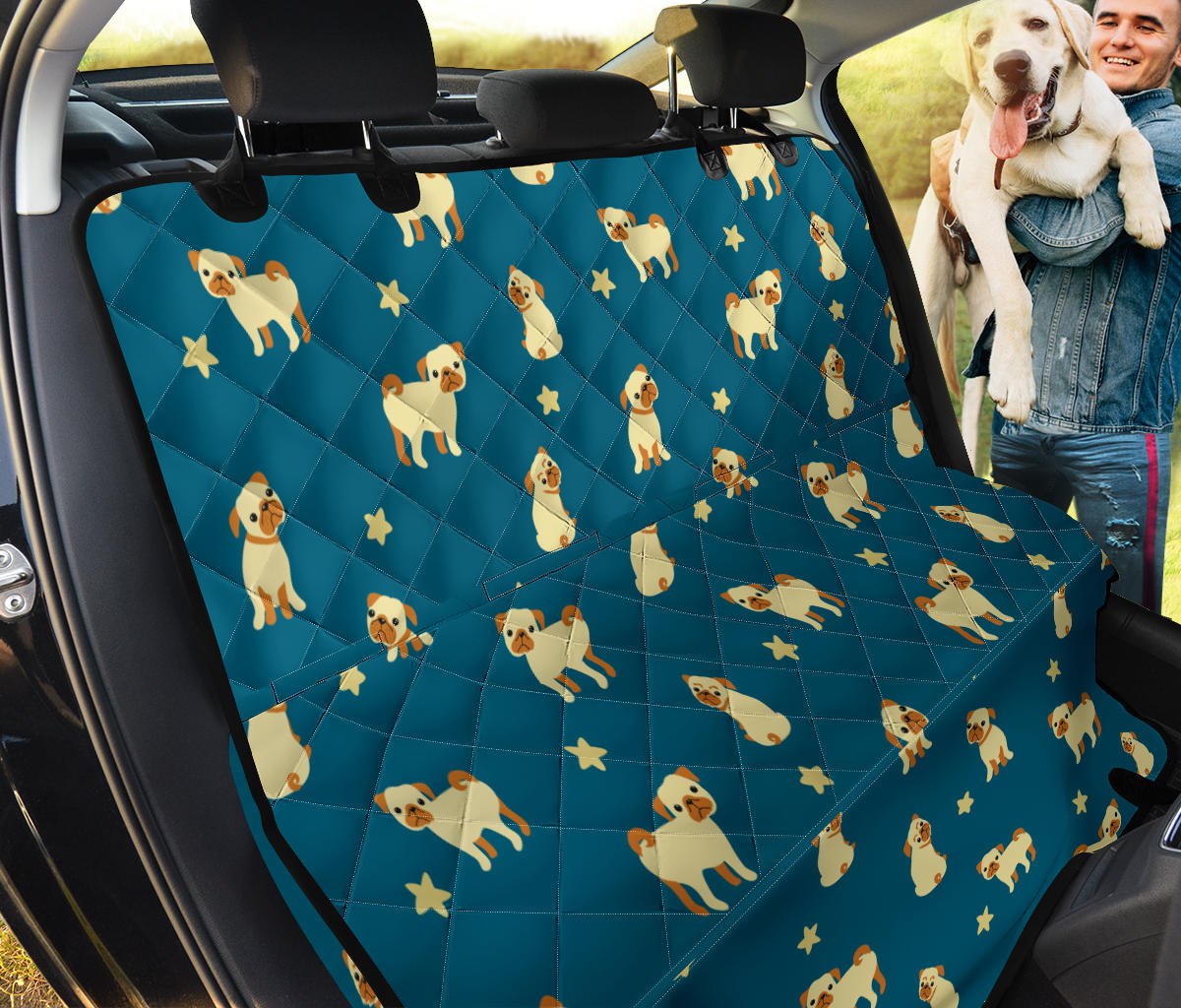 Pug Pattern Print Design A06 Rear Dog Car Seat Cover Hammock