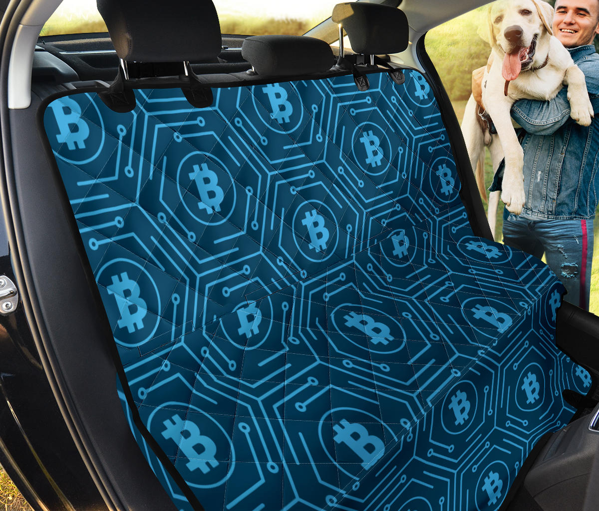 Cryptocurrency Pattern Print Design 04 Rear Dog Car Seat Cover Hammock
