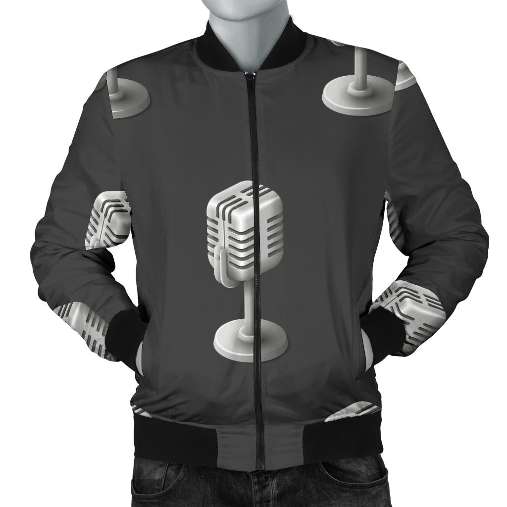 Microphone Vintage Pattern Print Design 01 Men Bomber Jacket