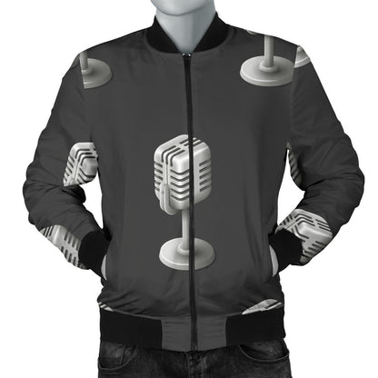Microphone Vintage Pattern Print Design 01 Men Bomber Jacket