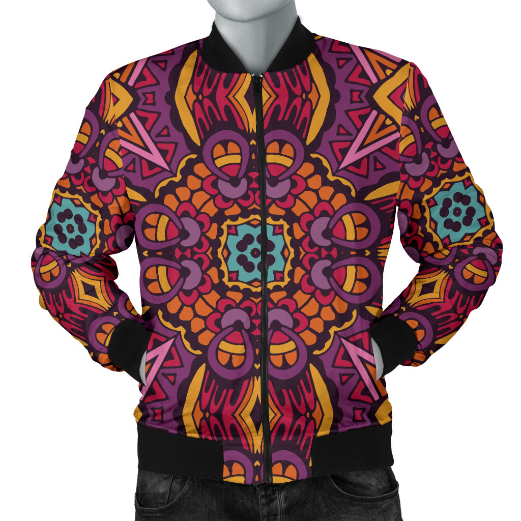 Bohemian Pattern Print Design 10 Men Bomber Jacket