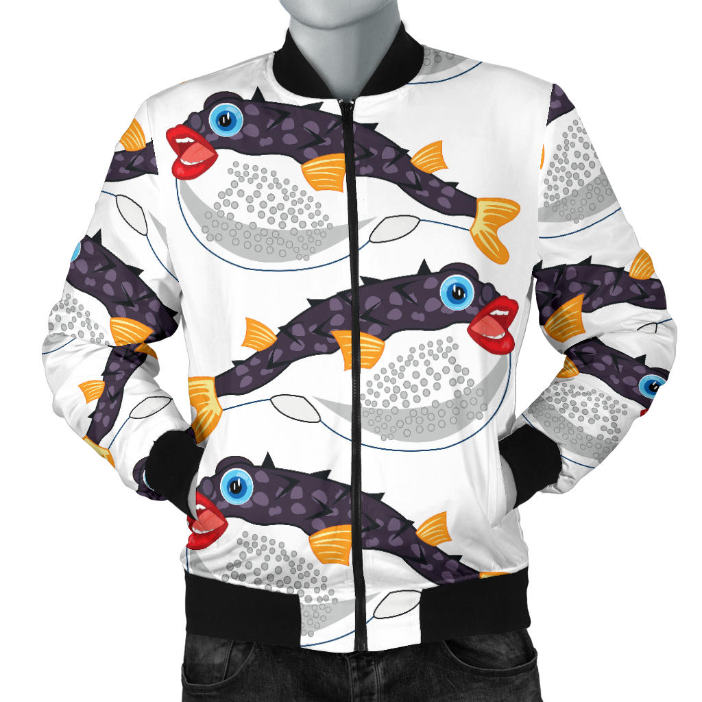 Fugu Pattern Print Design 03 Men Bomber Jacket