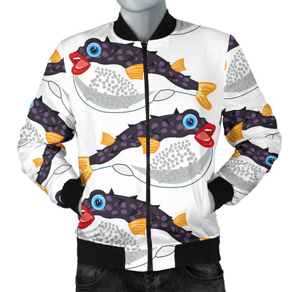 Fugu Pattern Print Design 03 Men Bomber Jacket