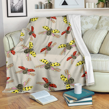 Ladybug Pattern Print Design 04 Premium Blanket