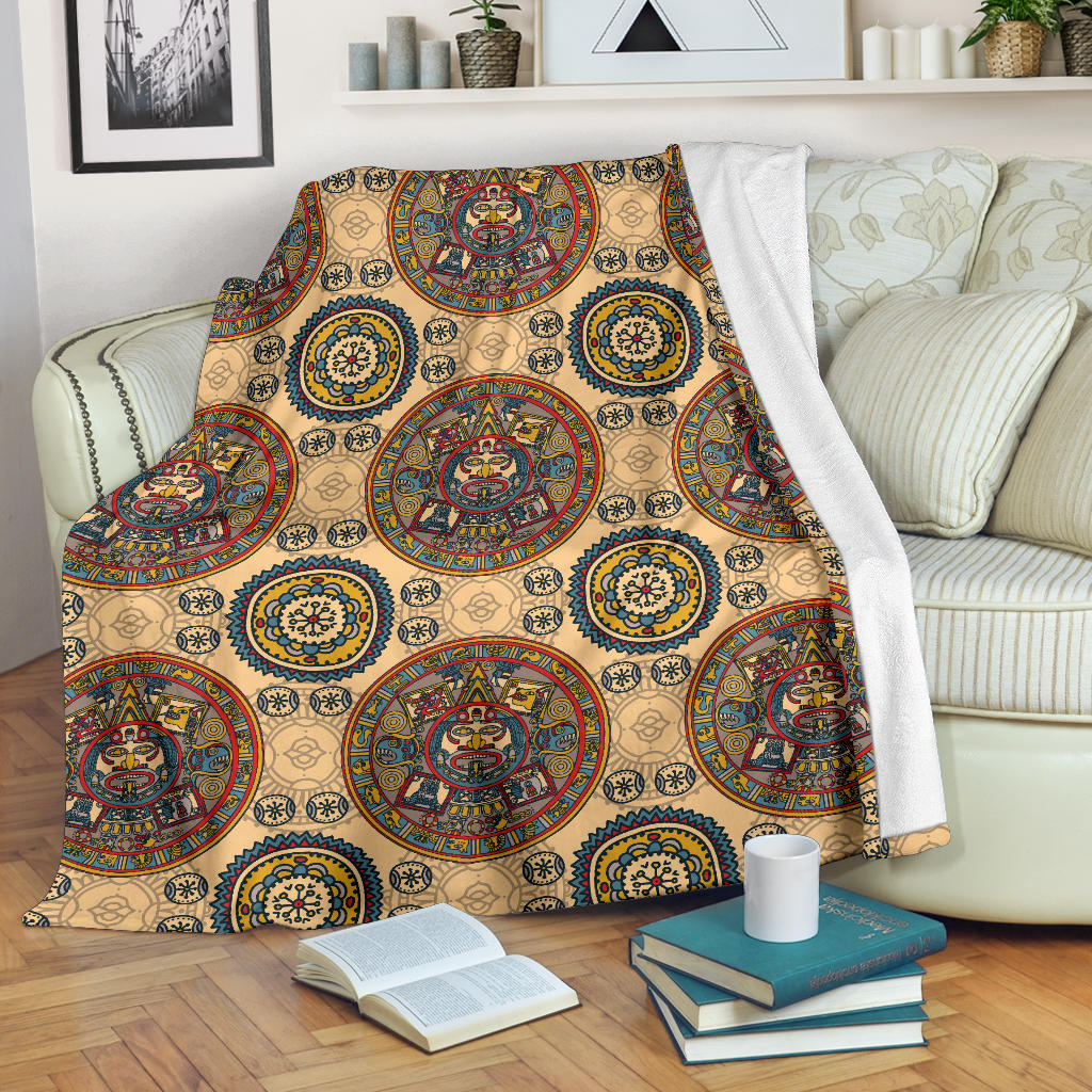 Calendar Aztec Pattern Print Design 02 Premium Blanket