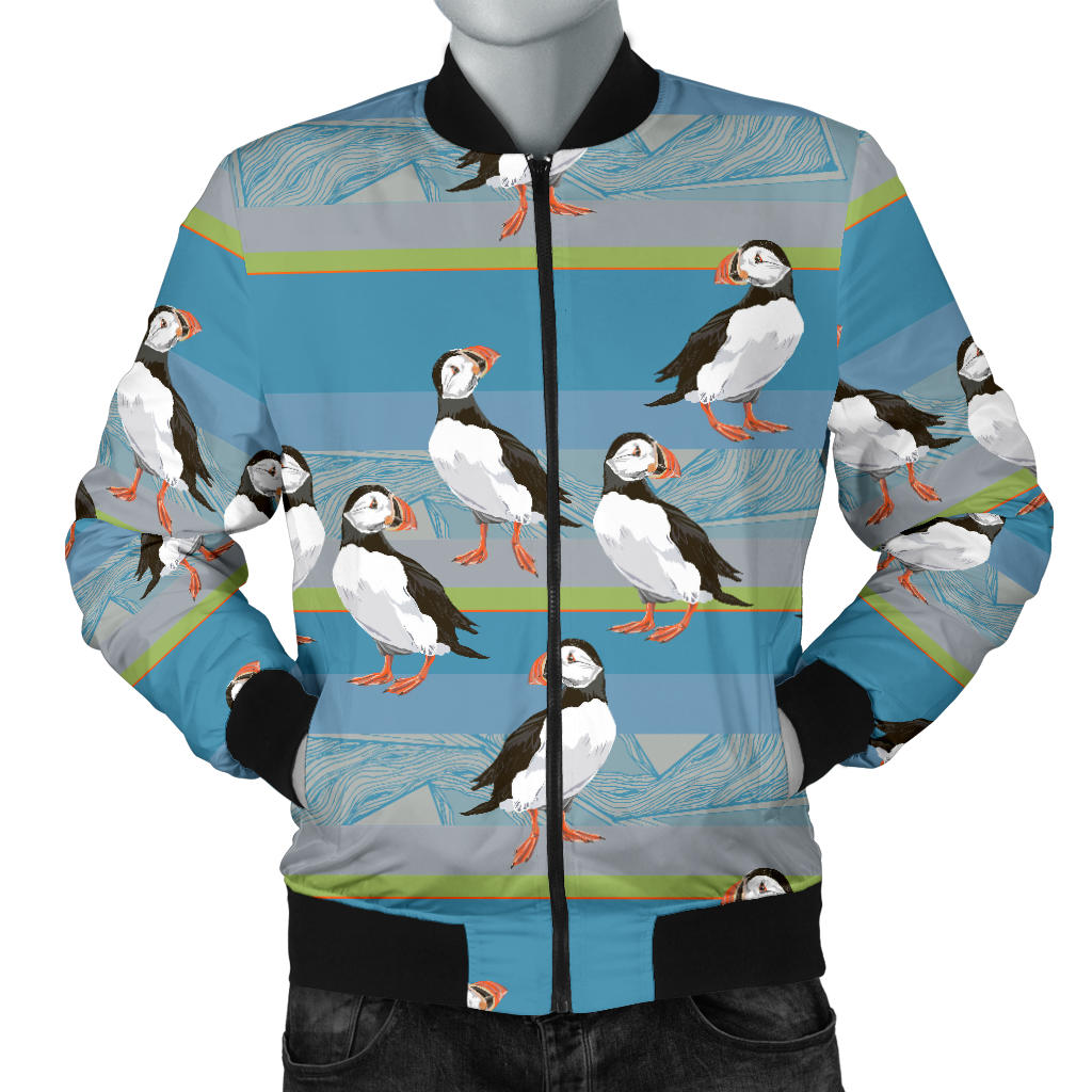 Puffin Pattern Print Design A01 Men Bomber Jacket