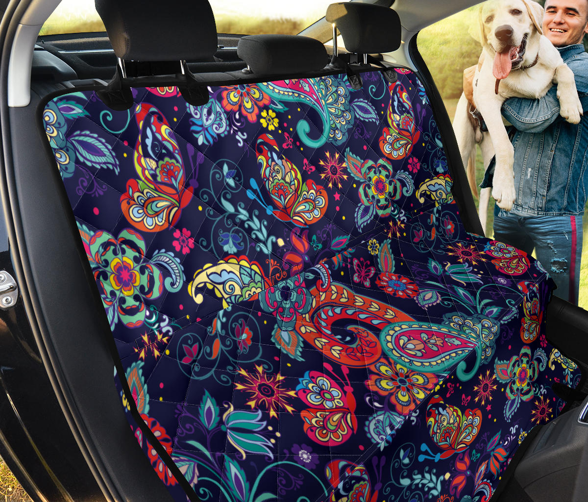 Paisley Boho Pattern Print Design A06 Rear Dog Car Seat Cover Hammock