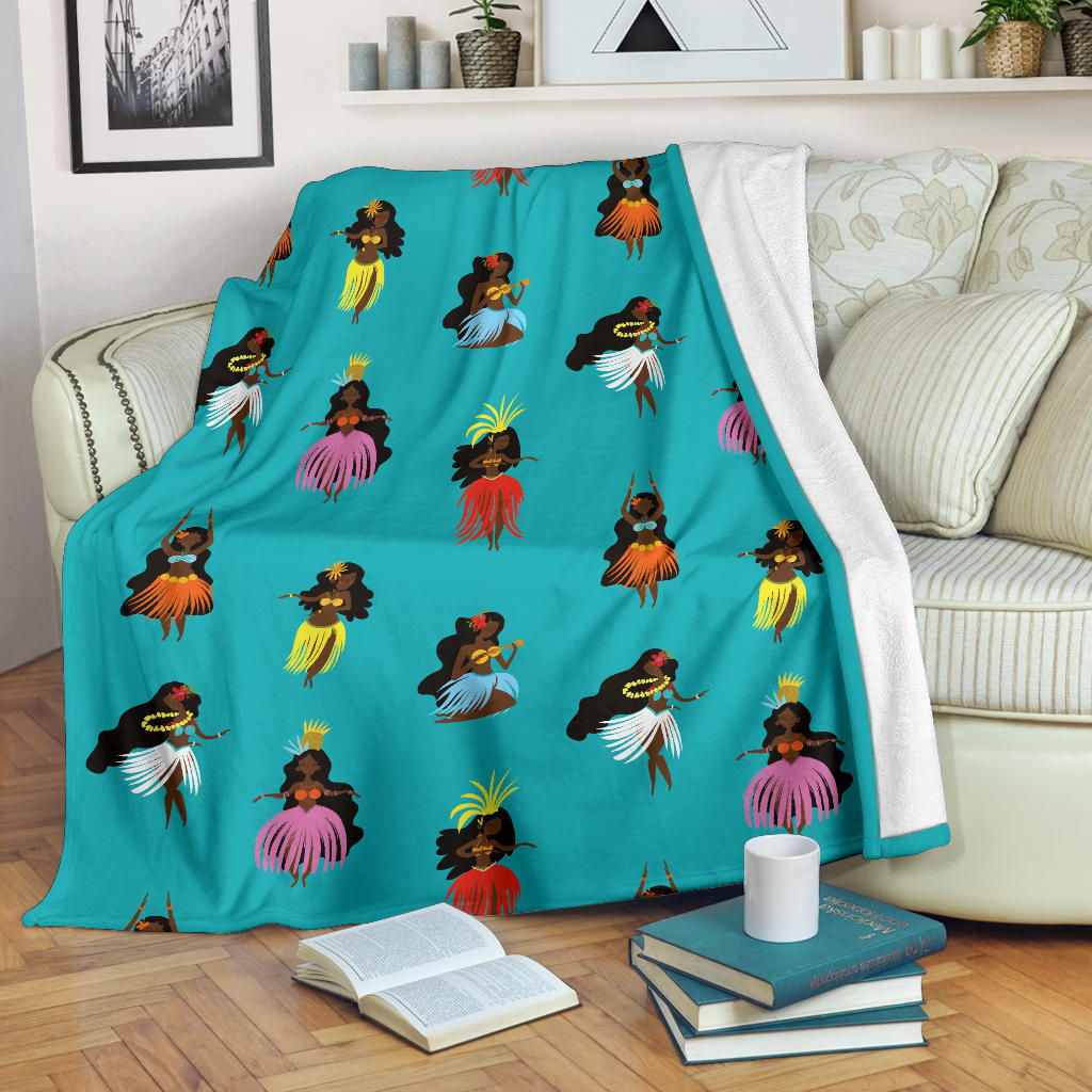 Hula Dancers Pattern Print Design 04 Premium Blanket