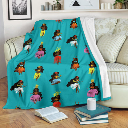 Hula Dancers Pattern Print Design 04 Premium Blanket