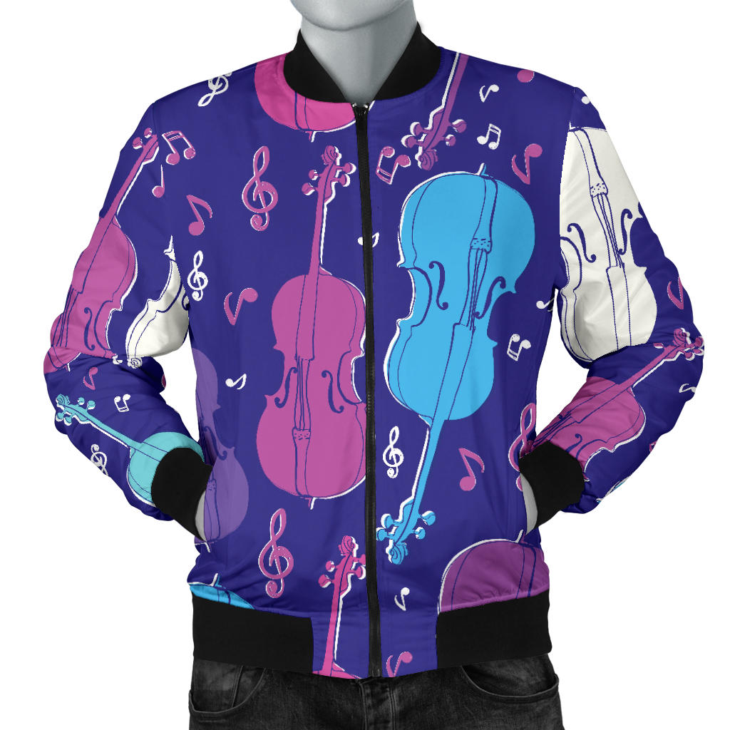 Cello Pattern Print Design 01 Men Bomber Jacket