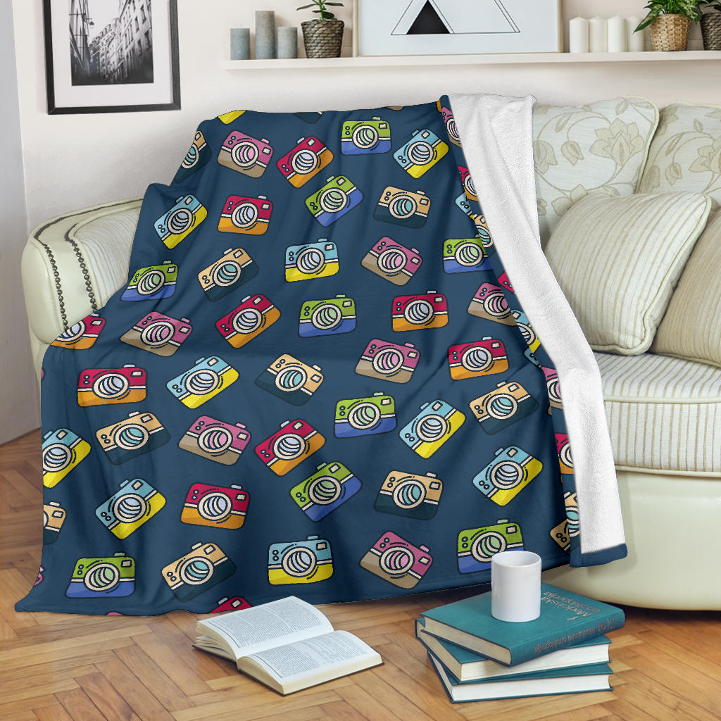 Camera Pattern Print Design 03 Premium Blanket