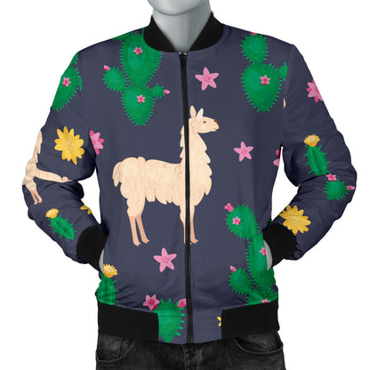 Llama Cactus Pattern Print Design 012 Men Bomber Jacket