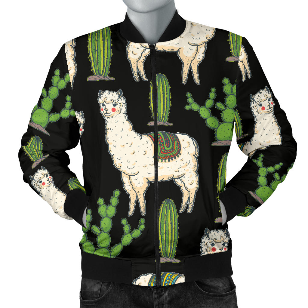 Llama Cactus Pattern Print Design 011 Men Bomber Jacket