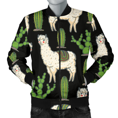 Llama Cactus Pattern Print Design 011 Men Bomber Jacket